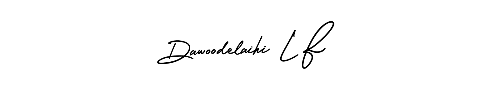 You should practise on your own different ways (AmerikaSignatureDemo-Regular) to write your name (Dawoodelaihi L F) in signature. don't let someone else do it for you. Dawoodelaihi L F signature style 3 images and pictures png