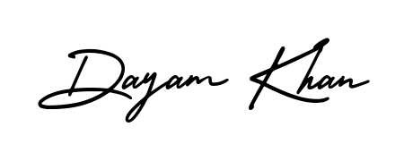 An effortless, minimalist signature concept for Dayam Khan using AmerikaSignatureDemo-Regular design. Clean lines that look great on any document. Dayam Khan signature style 3 images and pictures png