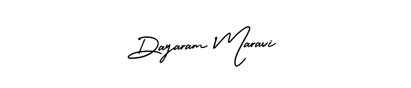 The best way (AmerikaSignatureDemo-Regular) to make a short signature is to pick only two or three words in your name. The name Dayaram Maravi include a total of six letters. For converting this name. Dayaram Maravi signature style 3 images and pictures png