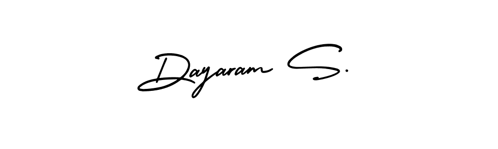 The best way (AmerikaSignatureDemo-Regular) to make a short signature is to pick only two or three words in your name. The name Dayaram S. include a total of six letters. For converting this name. Dayaram S. signature style 3 images and pictures png