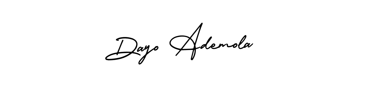 You should practise on your own different ways (AmerikaSignatureDemo-Regular) to write your name (Dayo Ademola) in signature. don't let someone else do it for you. Dayo Ademola signature style 3 images and pictures png