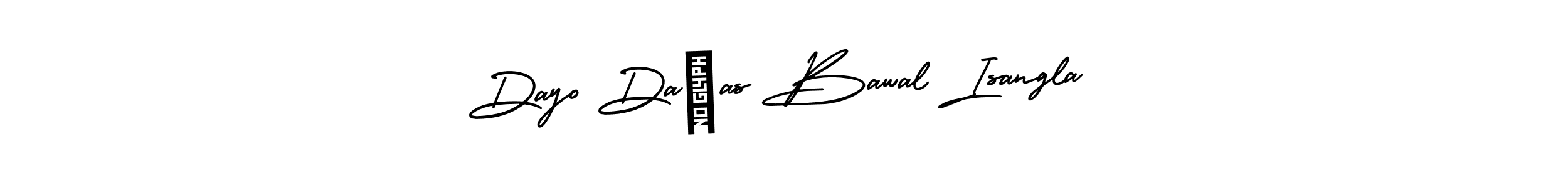 You should practise on your own different ways (AmerikaSignatureDemo-Regular) to write your name (Dayo Dañas Bawal Isangla) in signature. don't let someone else do it for you. Dayo Dañas Bawal Isangla signature style 3 images and pictures png