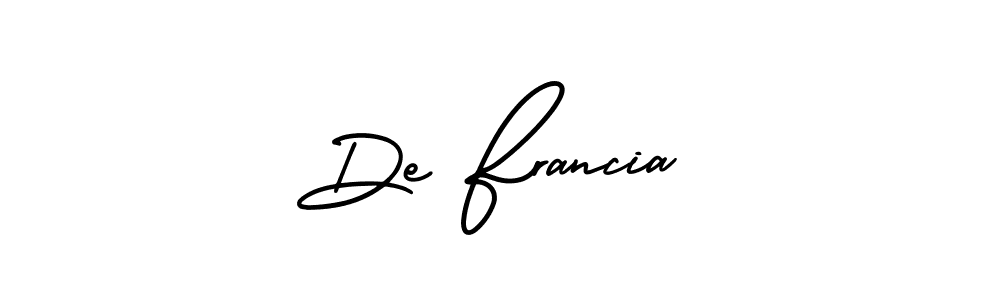 Design your own signature with our free online signature maker. With this signature software, you can create a handwritten (AmerikaSignatureDemo-Regular) signature for name De Francia. De Francia signature style 3 images and pictures png