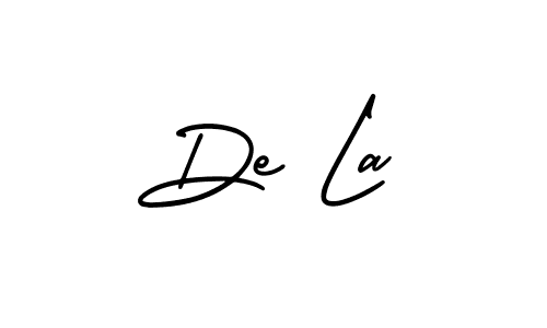 You should practise on your own different ways (AmerikaSignatureDemo-Regular) to write your name (De La) in signature. don't let someone else do it for you. De La signature style 3 images and pictures png