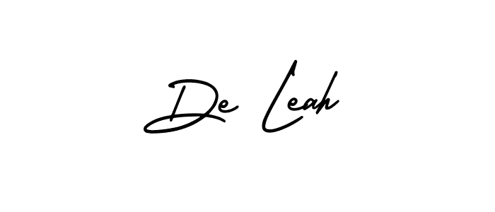 The best way (AmerikaSignatureDemo-Regular) to make a short signature is to pick only two or three words in your name. The name De Leah include a total of six letters. For converting this name. De Leah signature style 3 images and pictures png