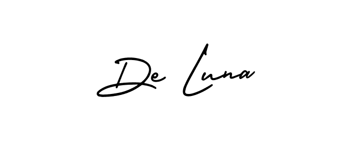 Create a beautiful signature design for name De Luna. With this signature (AmerikaSignatureDemo-Regular) fonts, you can make a handwritten signature for free. De Luna signature style 3 images and pictures png