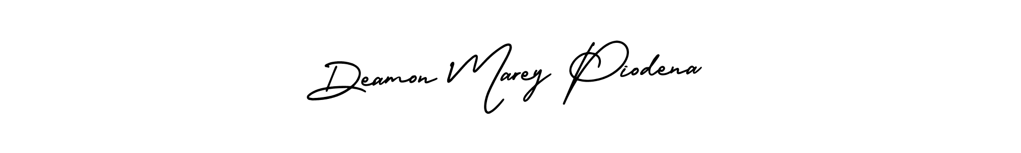 This is the best signature style for the Deamon Marey Piodena name. Also you like these signature font (AmerikaSignatureDemo-Regular). Mix name signature. Deamon Marey Piodena signature style 3 images and pictures png