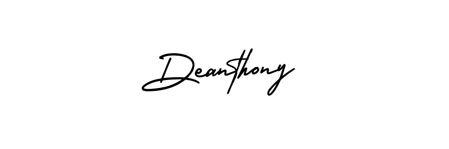 The best way (AmerikaSignatureDemo-Regular) to make a short signature is to pick only two or three words in your name. The name Deanthony include a total of six letters. For converting this name. Deanthony signature style 3 images and pictures png