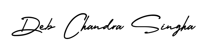 The AmerikaSignatureDemo-Regular typeface gives name Deb Chandra Singha a refined look. Suitable for certificates, diplomas, and official verification. Deb Chandra Singha signature style 3 images and pictures png