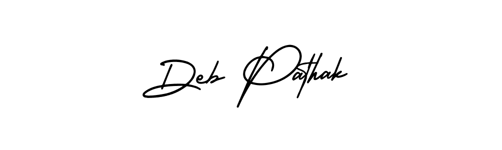 This is the best signature style for the Deb Pathak name. Also you like these signature font (AmerikaSignatureDemo-Regular). Mix name signature. Deb Pathak signature style 3 images and pictures png