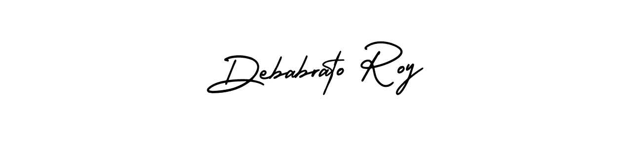 You should practise on your own different ways (AmerikaSignatureDemo-Regular) to write your name (Debabrato Roy) in signature. don't let someone else do it for you. Debabrato Roy signature style 3 images and pictures png