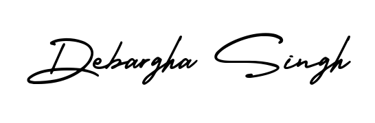 The AmerikaSignatureDemo-Regular handwriting style adds charm and authenticity to name Debargha Singh. A wonderful choice for personal thank-you notes. Debargha Singh signature style 3 images and pictures png