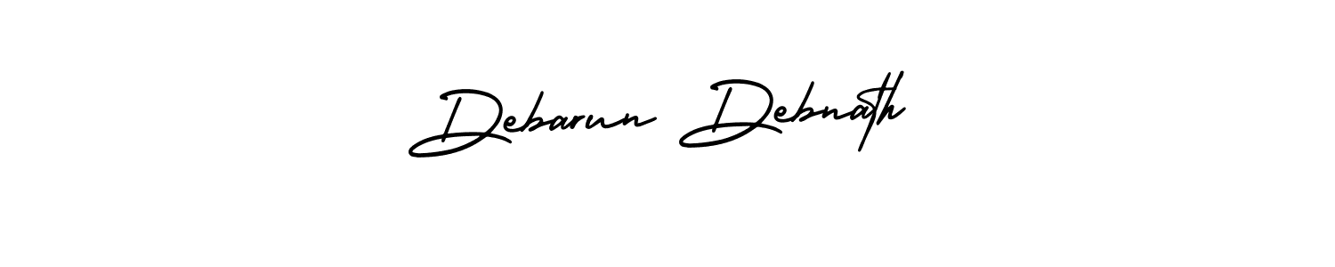 You should practise on your own different ways (AmerikaSignatureDemo-Regular) to write your name (Debarun Debnath) in signature. don't let someone else do it for you. Debarun Debnath signature style 3 images and pictures png