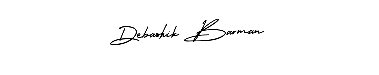 You should practise on your own different ways (AmerikaSignatureDemo-Regular) to write your name (Debashik Barman) in signature. don't let someone else do it for you. Debashik Barman signature style 3 images and pictures png