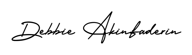 A stylish, flowing autograph style designed for name Debbie Akinfaderin using AmerikaSignatureDemo-Regular typography. Perfect for digital creative projects. Debbie Akinfaderin signature style 3 images and pictures png