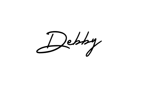 Debby stylish signature style. Best Handwritten Sign (AmerikaSignatureDemo-Regular) for my name. Handwritten Signature Collection Ideas for my name Debby. Debby signature style 3 images and pictures png