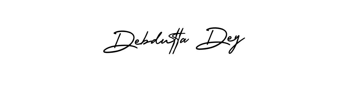 You should practise on your own different ways (AmerikaSignatureDemo-Regular) to write your name (Debdutta Dey) in signature. don't let someone else do it for you. Debdutta Dey signature style 3 images and pictures png