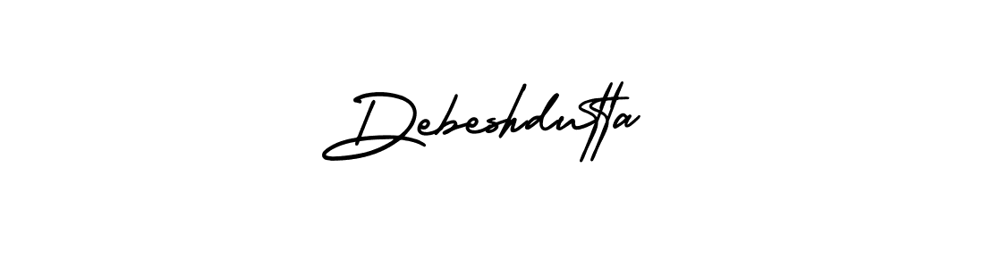 You should practise on your own different ways (AmerikaSignatureDemo-Regular) to write your name (Debeshdutta) in signature. don't let someone else do it for you. Debeshdutta signature style 3 images and pictures png
