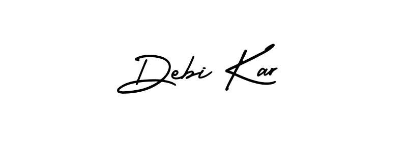 You should practise on your own different ways (AmerikaSignatureDemo-Regular) to write your name (Debi Kar) in signature. don't let someone else do it for you. Debi Kar signature style 3 images and pictures png