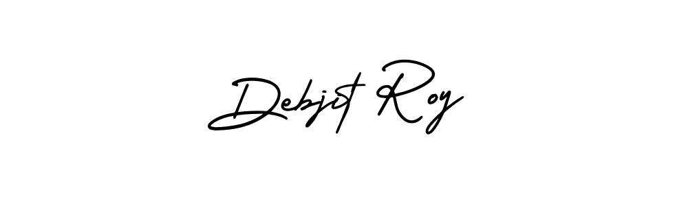 You should practise on your own different ways (AmerikaSignatureDemo-Regular) to write your name (Debjit Roy) in signature. don't let someone else do it for you. Debjit Roy signature style 3 images and pictures png