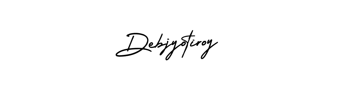 The best way (AmerikaSignatureDemo-Regular) to make a short signature is to pick only two or three words in your name. The name Debjyotiroy include a total of six letters. For converting this name. Debjyotiroy signature style 3 images and pictures png