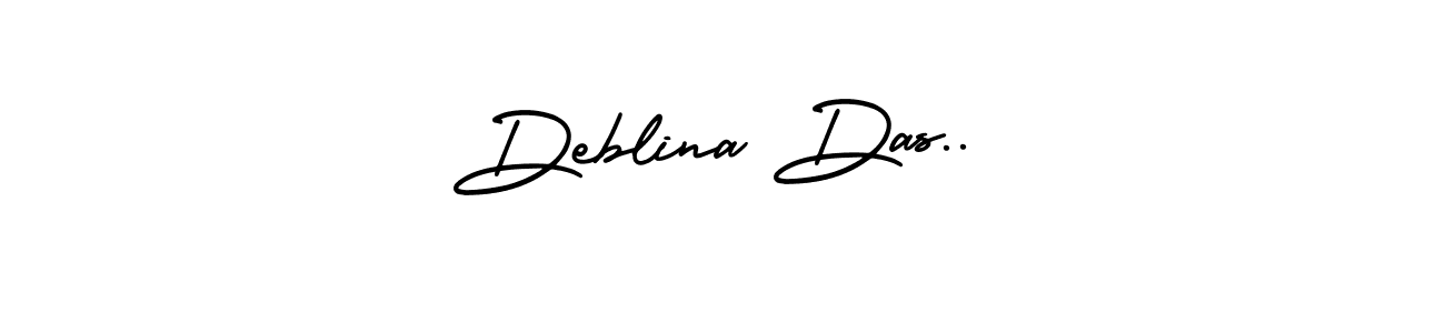 The best way (AmerikaSignatureDemo-Regular) to make a short signature is to pick only two or three words in your name. The name Deblina Das.. include a total of six letters. For converting this name. Deblina Das.. signature style 3 images and pictures png