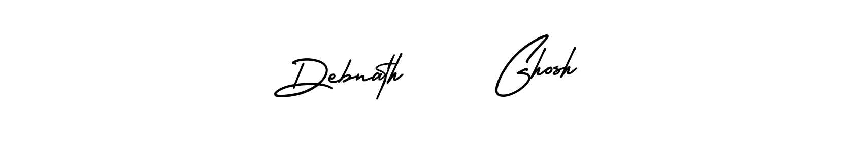 The best way (AmerikaSignatureDemo-Regular) to make a short signature is to pick only two or three words in your name. The name Debnath     Ghosh include a total of six letters. For converting this name. Debnath     Ghosh signature style 3 images and pictures png