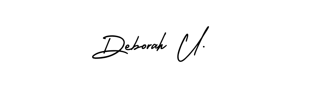 Similarly AmerikaSignatureDemo-Regular is the best handwritten signature design. Signature creator online .You can use it as an online autograph creator for name Deborah U.. Deborah U. signature style 3 images and pictures png