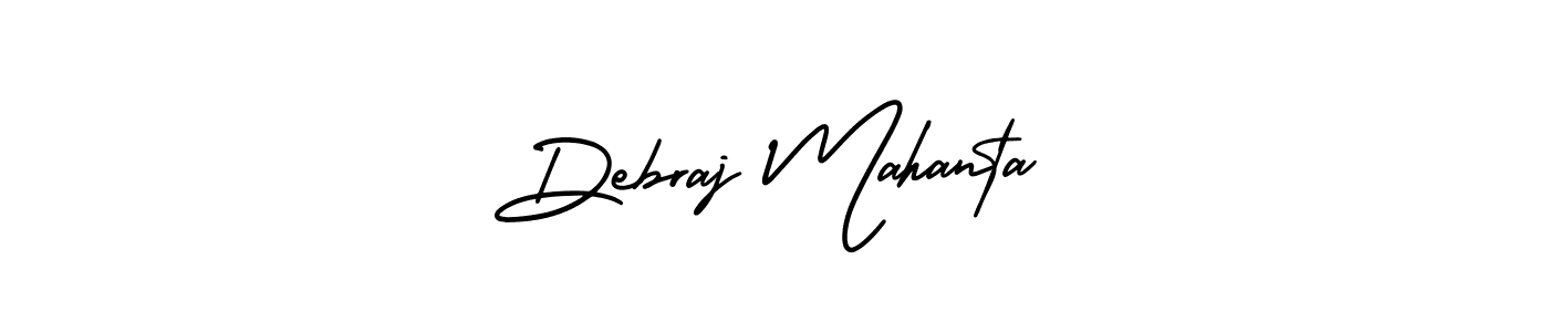 You should practise on your own different ways (AmerikaSignatureDemo-Regular) to write your name (Debraj Mahanta) in signature. don't let someone else do it for you. Debraj Mahanta signature style 3 images and pictures png