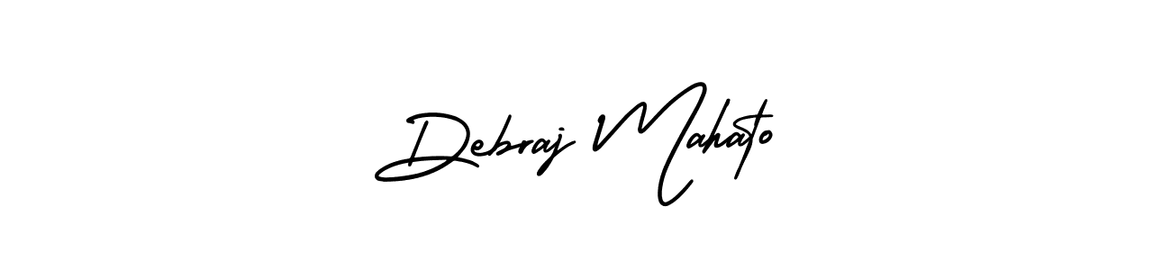 You should practise on your own different ways (AmerikaSignatureDemo-Regular) to write your name (Debraj Mahato) in signature. don't let someone else do it for you. Debraj Mahato signature style 3 images and pictures png