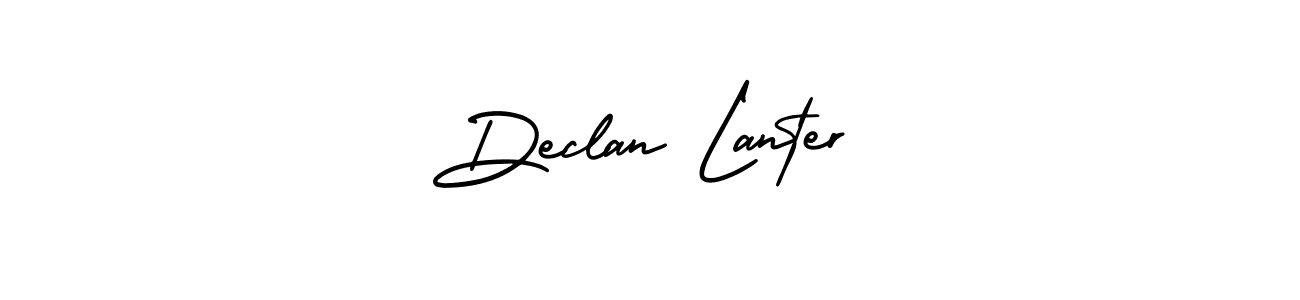 You should practise on your own different ways (AmerikaSignatureDemo-Regular) to write your name (Declan Lanter) in signature. don't let someone else do it for you. Declan Lanter signature style 3 images and pictures png