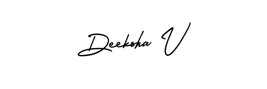 How to make Deeksha V name signature. Use AmerikaSignatureDemo-Regular style for creating short signs online. This is the latest handwritten sign. Deeksha V signature style 3 images and pictures png