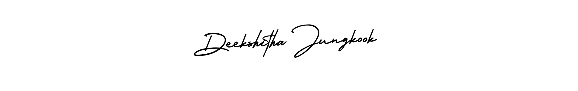 The best way (AmerikaSignatureDemo-Regular) to make a short signature is to pick only two or three words in your name. The name Deekshitha Jungkook include a total of six letters. For converting this name. Deekshitha Jungkook signature style 3 images and pictures png