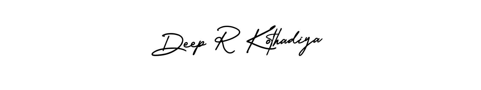 You should practise on your own different ways (AmerikaSignatureDemo-Regular) to write your name (Deep R Kothadiya) in signature. don't let someone else do it for you. Deep R Kothadiya signature style 3 images and pictures png