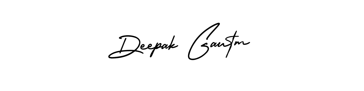 The best way (AmerikaSignatureDemo-Regular) to make a short signature is to pick only two or three words in your name. The name Deepak Gautm include a total of six letters. For converting this name. Deepak Gautm signature style 3 images and pictures png