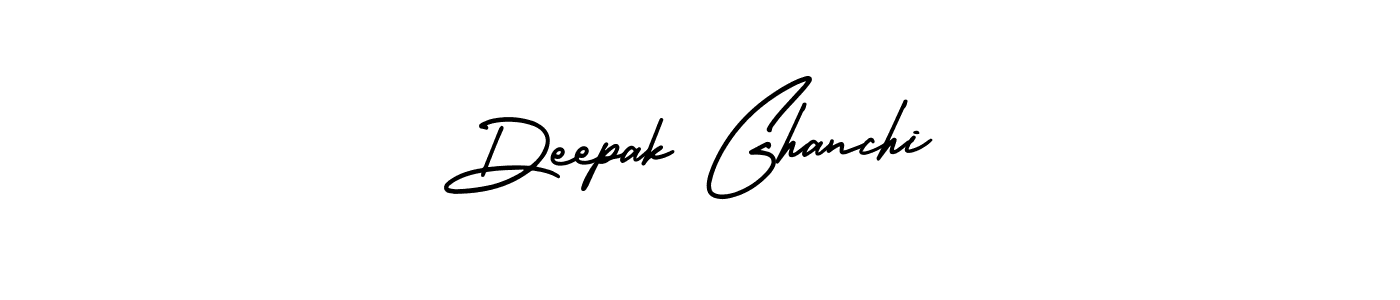 The best way (AmerikaSignatureDemo-Regular) to make a short signature is to pick only two or three words in your name. The name Deepak Ghanchi include a total of six letters. For converting this name. Deepak Ghanchi signature style 3 images and pictures png