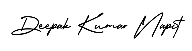 The AmerikaSignatureDemo-Regular font gives name Deepak Kumar Napit a signature that looks effortless yet distinguished. Download high-res PNG instantly. Deepak Kumar Napit signature style 3 images and pictures png
