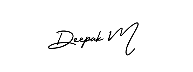 You should practise on your own different ways (AmerikaSignatureDemo-Regular) to write your name (Deepak M) in signature. don't let someone else do it for you. Deepak M signature style 3 images and pictures png