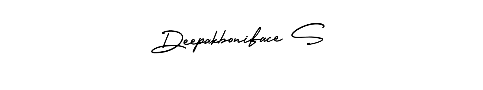 It looks lik you need a new signature style for name Deepakboniface S. Design unique handwritten (AmerikaSignatureDemo-Regular) signature with our free signature maker in just a few clicks. Deepakboniface S signature style 3 images and pictures png