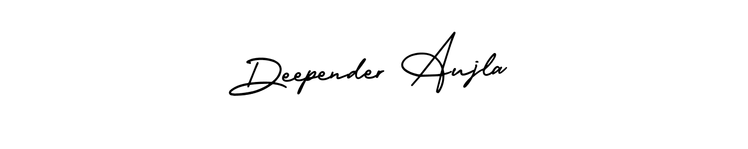 The best way (AmerikaSignatureDemo-Regular) to make a short signature is to pick only two or three words in your name. The name Deepender Aujla include a total of six letters. For converting this name. Deepender Aujla signature style 3 images and pictures png