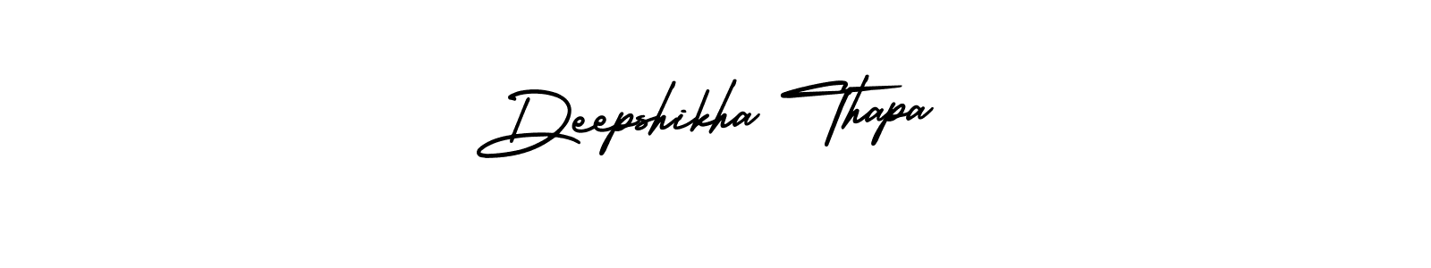 You should practise on your own different ways (AmerikaSignatureDemo-Regular) to write your name (Deepshikha Thapa) in signature. don't let someone else do it for you. Deepshikha Thapa signature style 3 images and pictures png