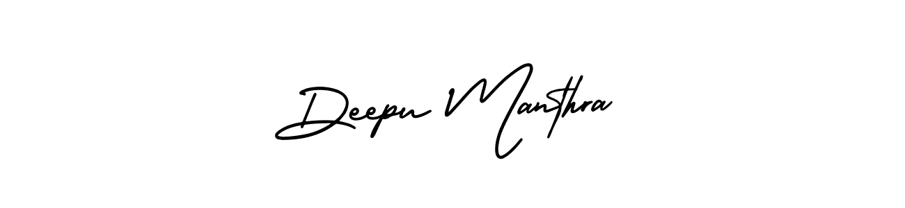 How to make Deepu Manthra name signature. Use AmerikaSignatureDemo-Regular style for creating short signs online. This is the latest handwritten sign. Deepu Manthra signature style 3 images and pictures png