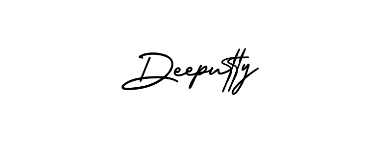 The best way (AmerikaSignatureDemo-Regular) to make a short signature is to pick only two or three words in your name. The name Deeputty include a total of six letters. For converting this name. Deeputty signature style 3 images and pictures png