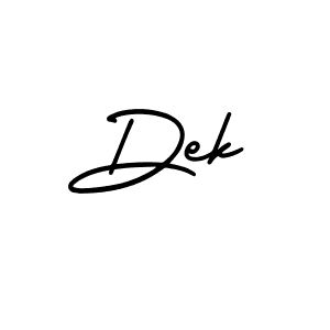 Design your own signature with our free online signature maker. With this signature software, you can create a handwritten (AmerikaSignatureDemo-Regular) signature for name Dek. Dek signature style 3 images and pictures png