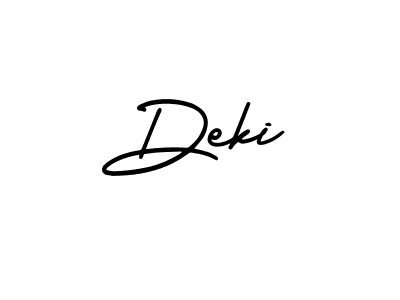 You should practise on your own different ways (AmerikaSignatureDemo-Regular) to write your name (Deki) in signature. don't let someone else do it for you. Deki signature style 3 images and pictures png