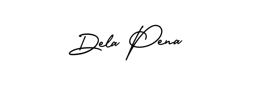 Dela Pena stylish signature style. Best Handwritten Sign (AmerikaSignatureDemo-Regular) for my name. Handwritten Signature Collection Ideas for my name Dela Pena. Dela Pena signature style 3 images and pictures png