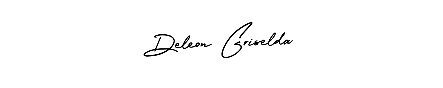 You should practise on your own different ways (AmerikaSignatureDemo-Regular) to write your name (Deleon Griselda) in signature. don't let someone else do it for you. Deleon Griselda signature style 3 images and pictures png