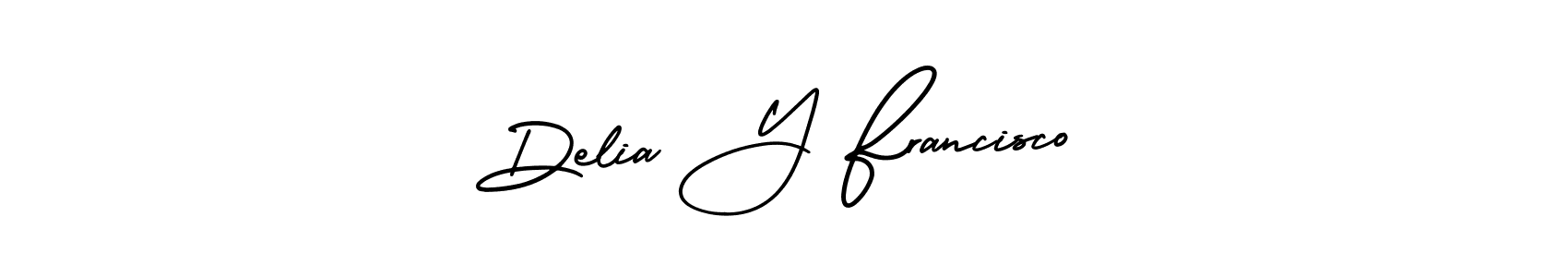 if you are searching for the best signature style for your name Delia Y Francisco. so please give up your signature search. here we have designed multiple signature styles  using AmerikaSignatureDemo-Regular. Delia Y Francisco signature style 3 images and pictures png