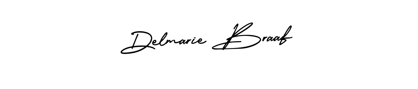 You should practise on your own different ways (AmerikaSignatureDemo-Regular) to write your name (Delmarie Braaf) in signature. don't let someone else do it for you. Delmarie Braaf signature style 3 images and pictures png