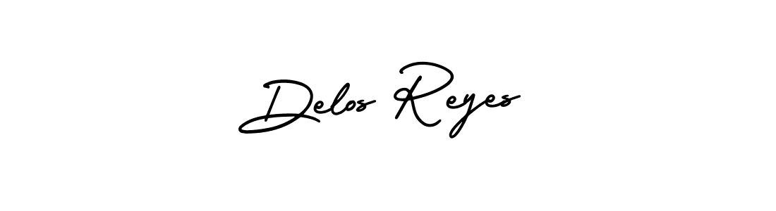 You should practise on your own different ways (AmerikaSignatureDemo-Regular) to write your name (Delos Reyes) in signature. don't let someone else do it for you. Delos Reyes signature style 3 images and pictures png